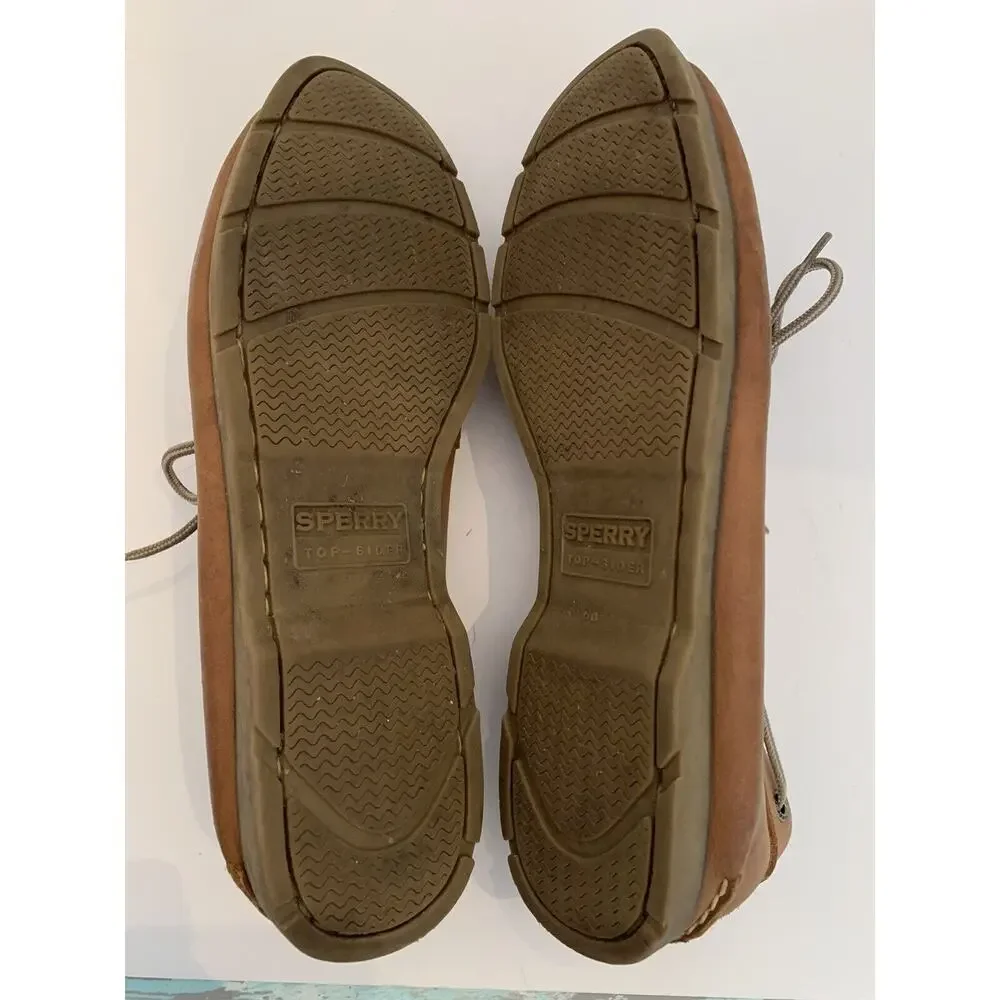 Size 12M Sperry Brown Leather Leeward Boat Shoes Mens 0777894